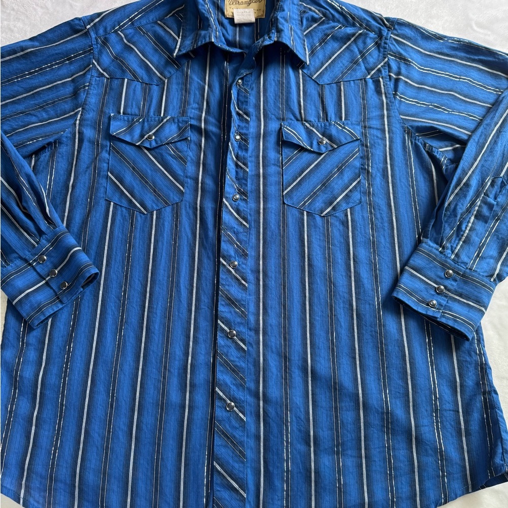 Wrangler Fashion Snap Shirt Men's XL BIG Blue-Turquoise Western Pearl Snap⭐️